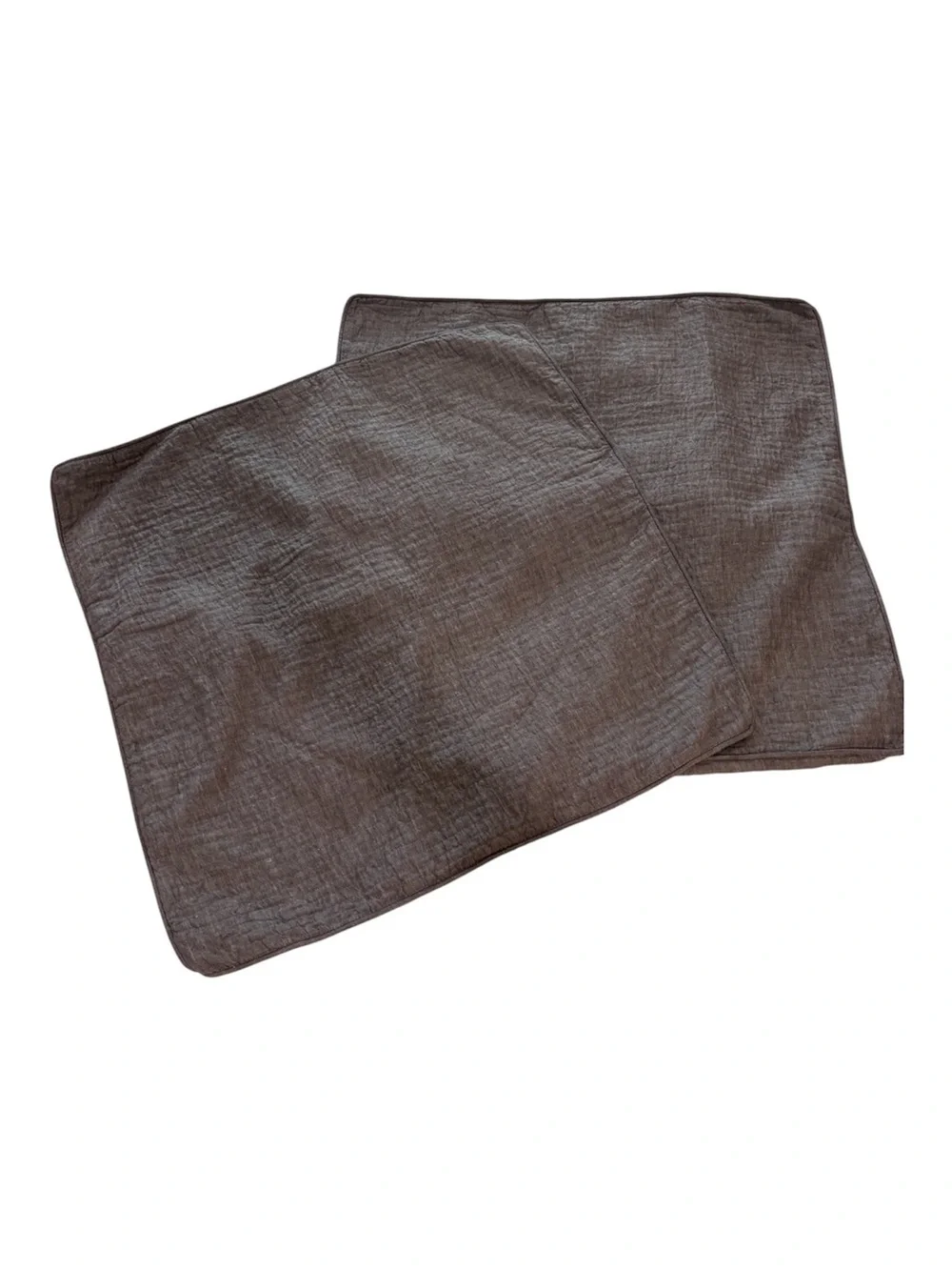 2 Restoration Hardware Gray Vintage Washed Linen Channel Quilted Euro Shams